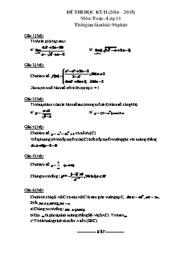 Đề thi học kỳ II môn Toán - Lớp 11